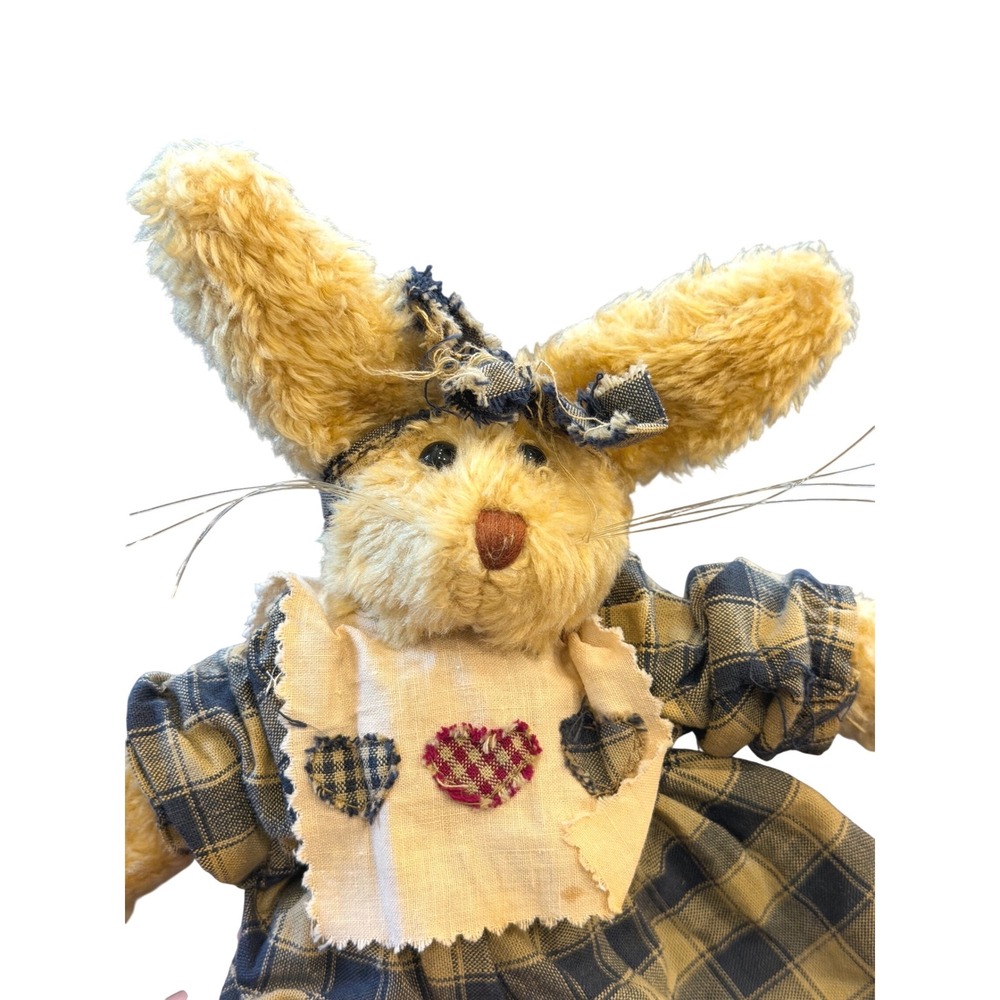 Boyds Collection Archive Series Plush Rabbit Bunny Plaid Dress Hearts 1990-95